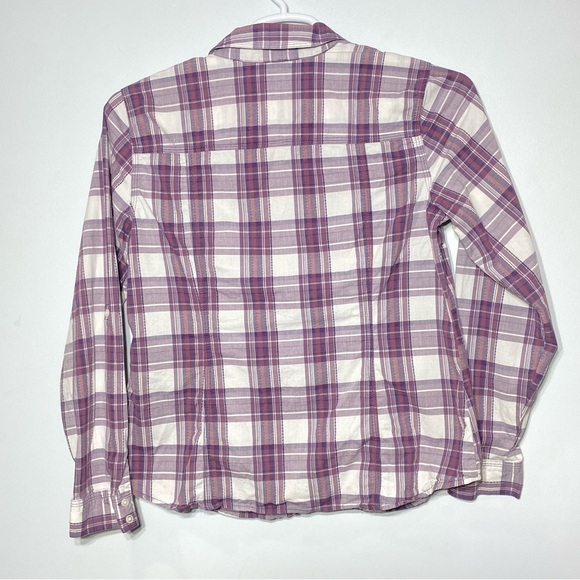 Sonoma Life Style Women's L Purple Plaid Flannel Button Up Collared Long Sleeve - Picture 2 of 15
